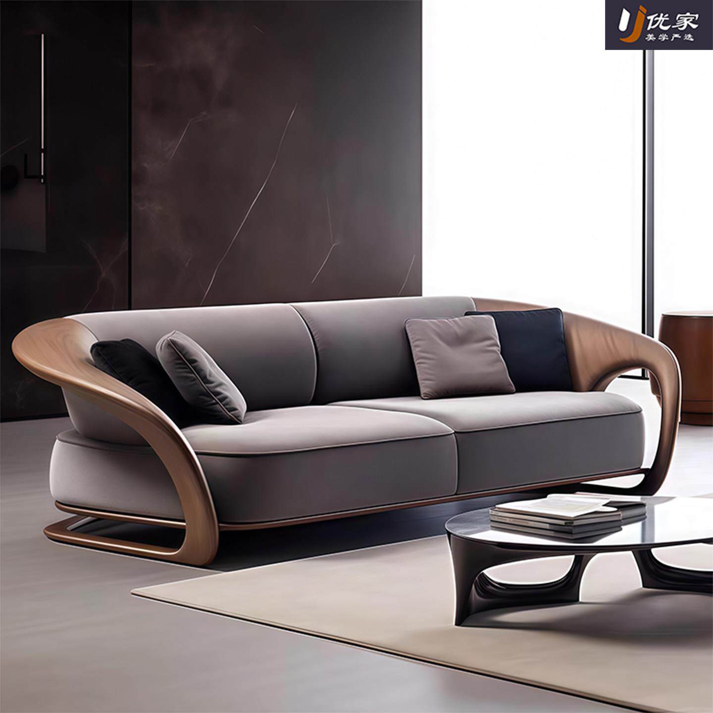 北美黑胡桃木新中式实木沙发2025新款现代简约客厅家用飘带沙发