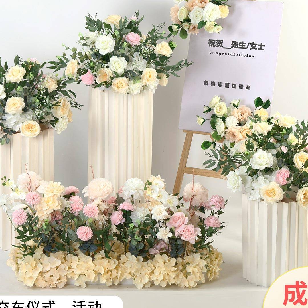 交车仪式布置花4s店交车区花艺提车仪式装饰迎宾牌花花球