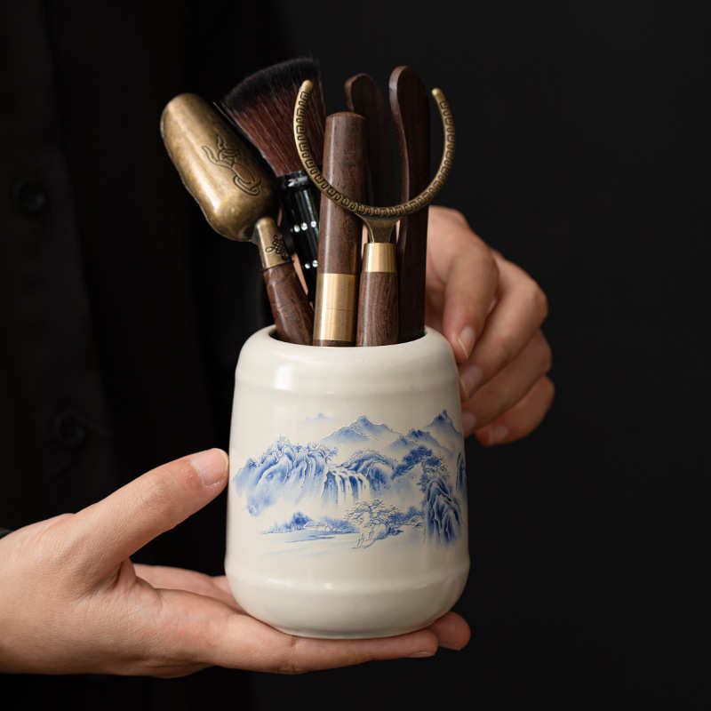 青山夹养配件功夫茶茶具茶茶道六大全汝窑壶君子家勺笔针套装用茶