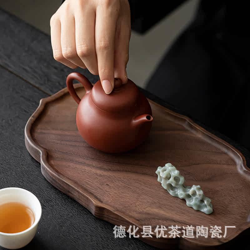 优茶道 北美黑胡桃木壶承小茶盘干泡盘实木干泡台新中式家用茶托