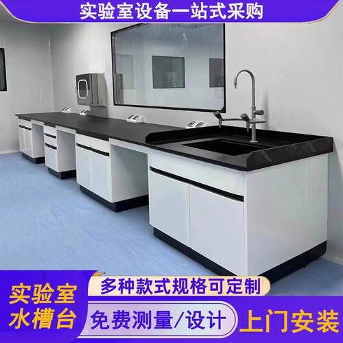 钢木水槽台理化生实验室洗手台全钢水槽柜pp水槽池化验室操作台