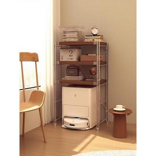 需定制日式钢木置物架落地收纳架子阳台储物架书架扫地机器人下空