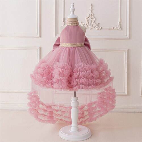 girls glitter sequin decor ruffle trim sweater dress tulle