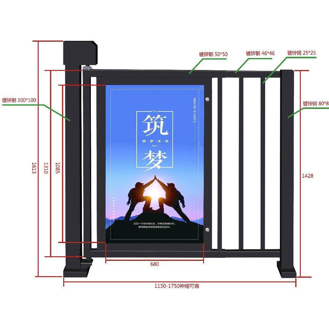 智能人行通道广告门人脸识别电动平开铝艺小区门刷卡平移广告小门