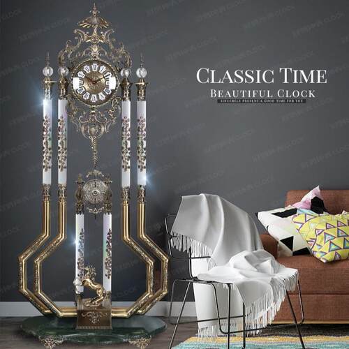 客厅落地钟欧式立钟青古铜水晶落地钟 客厅豪华别墅立钟