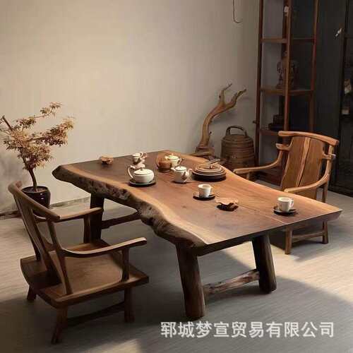老木茶桌原木然自风化老门板茶GIY桌自然榆边装饰办公桌茶树桩几