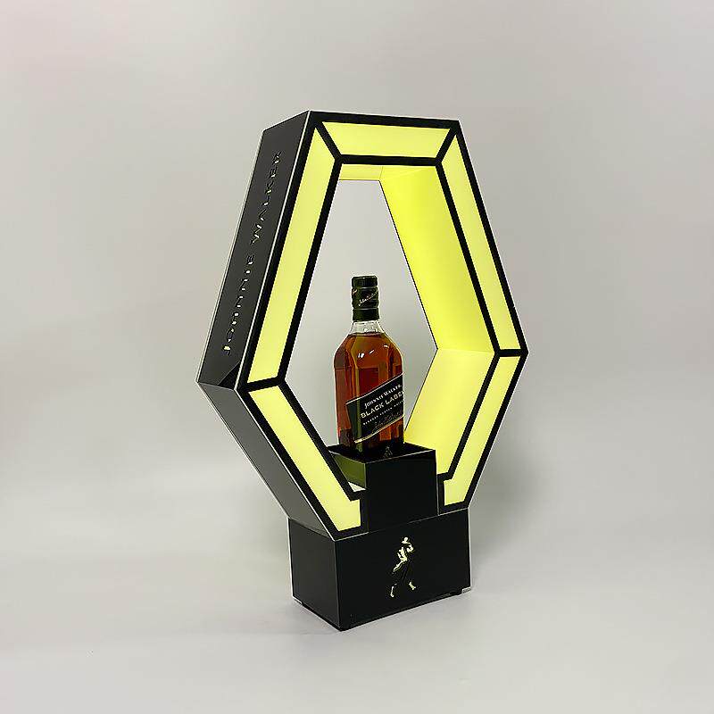 LED亚克力酒座威斯忌酒座展示架香槟架酒吧发光底座菱形道具KTV