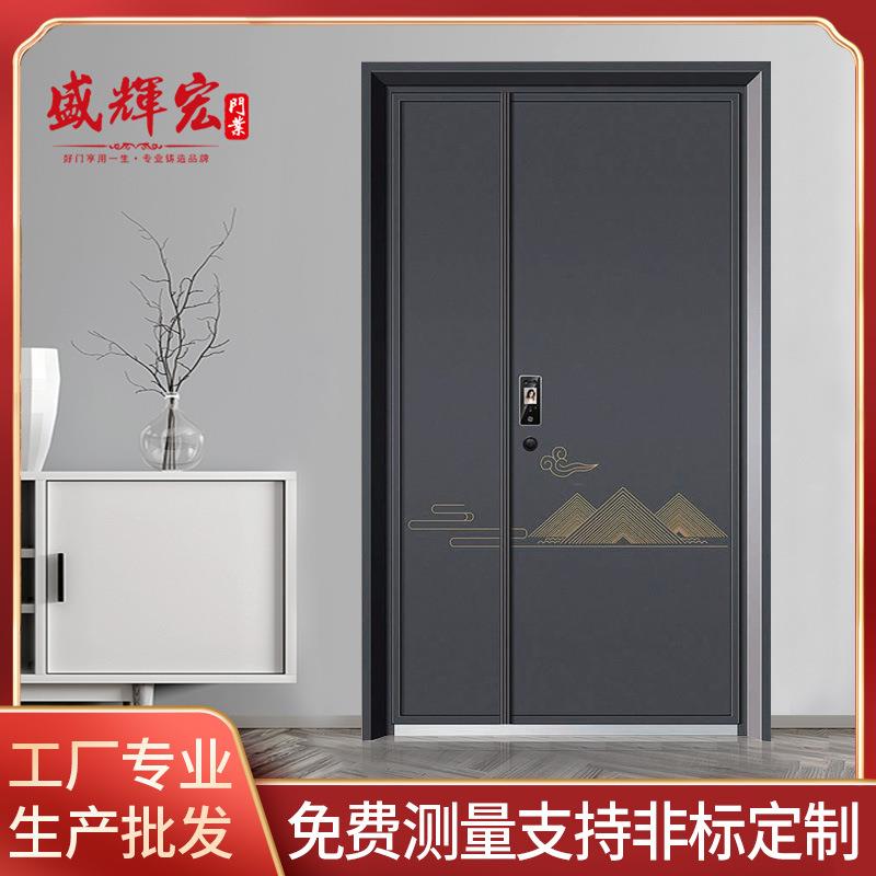 新中式不锈钢子母门自建房家用防盗进户门客厅入户静音通风大门