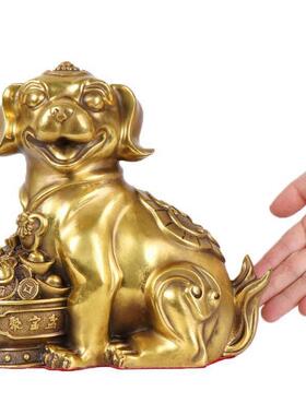 所有黄铜狗饰品聚宝盆狗家居陈设办公室工艺品生肖狗装饰礼品中国