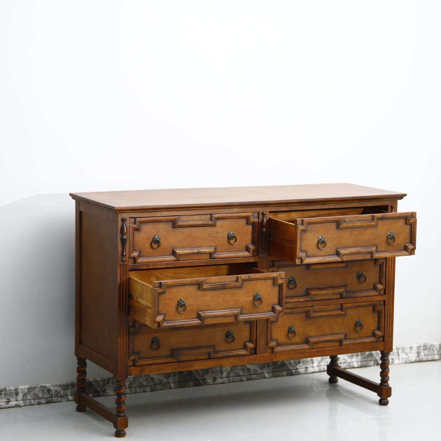 美式乡村风实木斗柜家居卧室整理储物柜复古木质收纳柜