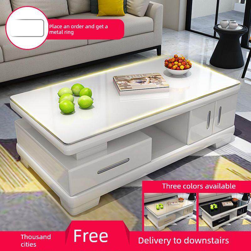 新款现代简约烤漆茶几家用客厅钢化玻璃小户型茶几电视柜组合网红