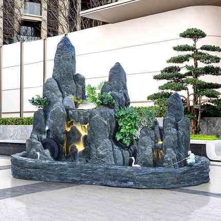户外大型假山流水喷泉花园别墅鱼池造景家居摆件装饰庭院山水景观