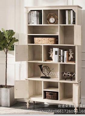 美式白色复古做旧儿童HHH客示书厅储物柜柜实木收纳展柜