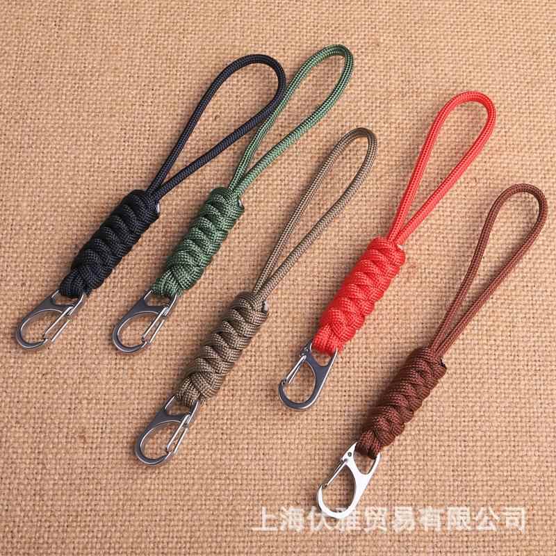 YK14 不锈钢挂扣伞绳编制钥匙扣 工厂货源