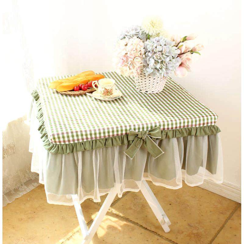 ll芥末绿格子蕾丝田园布艺纯棉方桌布餐桌布台布床头柜罩茶几罩柜,居家布艺,椅套/椅垫,淘宝优惠券,粉丝福利购,淘宝优惠卷