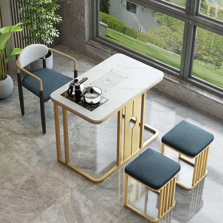 轻奢岩板阳台茶桌组合小户型家用客厅桌椅功夫茶台泡茶具套组一体