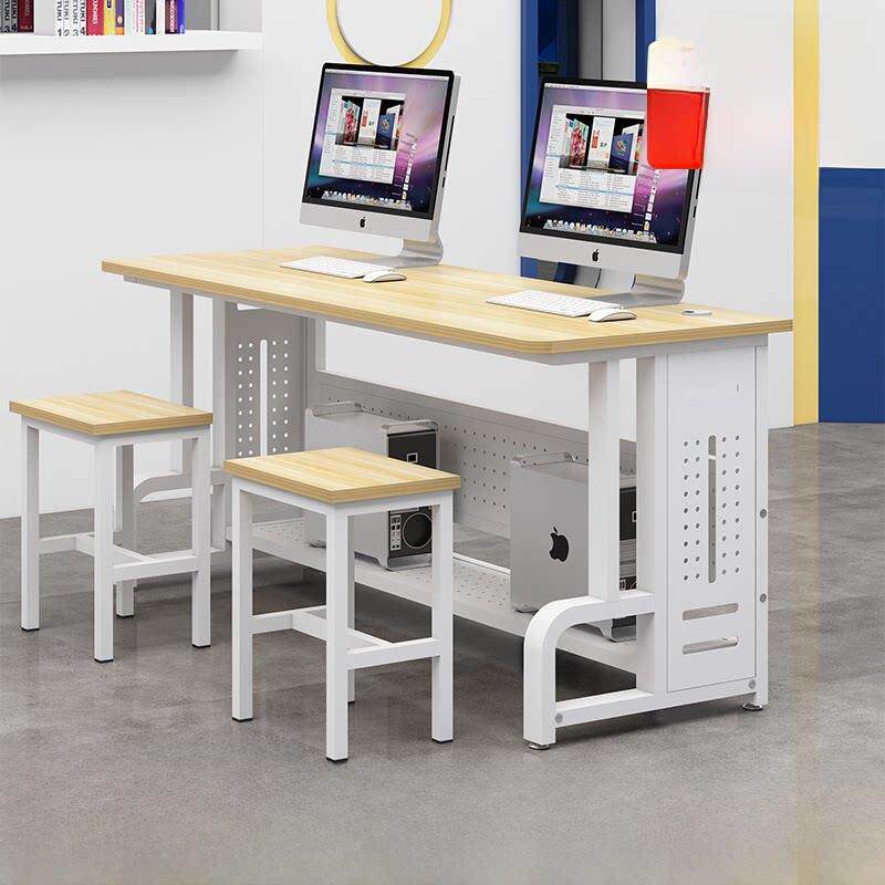 定制学校机房微机室电脑桌台式培训班单双人书桌简约桌椅机箱