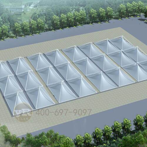 大型污水处理厂棚膜结构效果图设计腐蚀性废水池膜结构雨棚加工