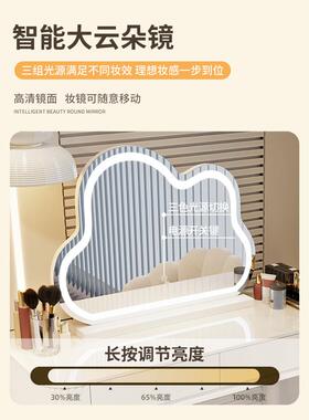 奶油风梳妆小台卧室现床代简约户型化妆桌桌头收纳斗柜书镜YNN子