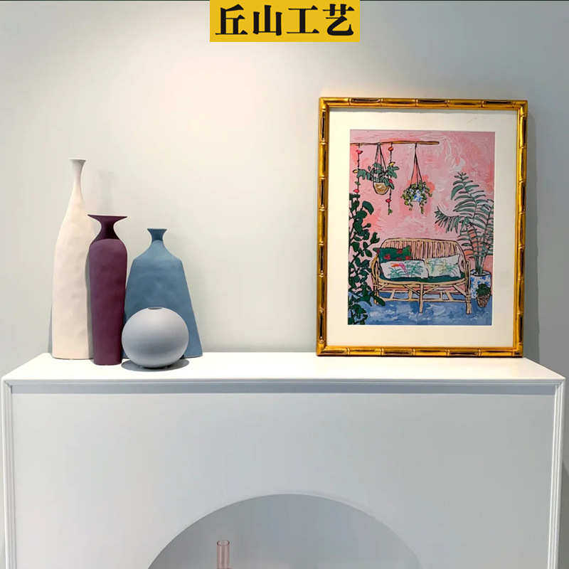 欧式复古竹节风景装饰画餐厅客厅走廊绿植艺术画粉色轻奢靠墙挂画,家居饰品,现代装饰画,淘宝优惠券,粉丝福利购,淘宝优惠卷