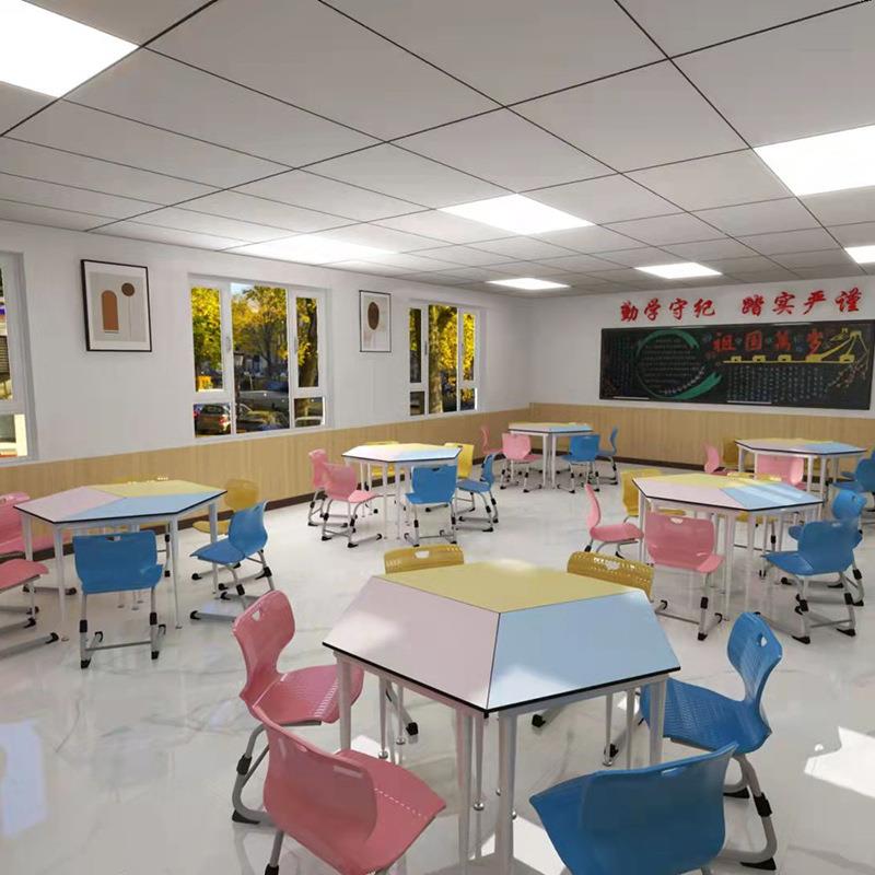 中小学生智慧教室学生课桌椅组合 拼桌六角台班级学习课桌