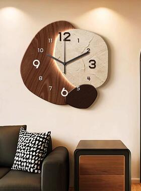 中古风石来运转挂钟挂墙客厅装饰画复古挂画钟表抽象高级感时钟画