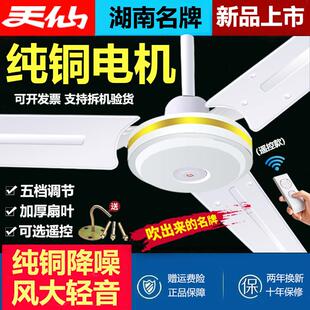 天仙牌吊扇家用客厅遥控铁叶纯铜五叶悬吊式天花板大风力电风扇工