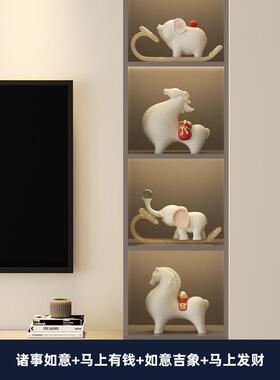 正品柿柿如招财生肖摆件高级感诸如意猪客厅酒柜展示柜装饰工艺意