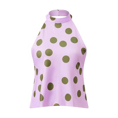 Women Y2k Halter Top Sleeveless Tops Backless Dots/flower