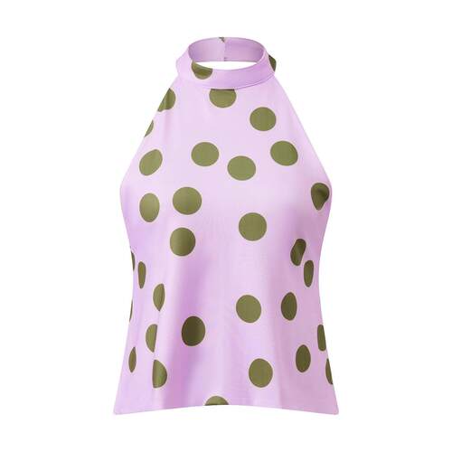 Women Y2k Halter Top Sleeveless Tops Backless Dots/flower