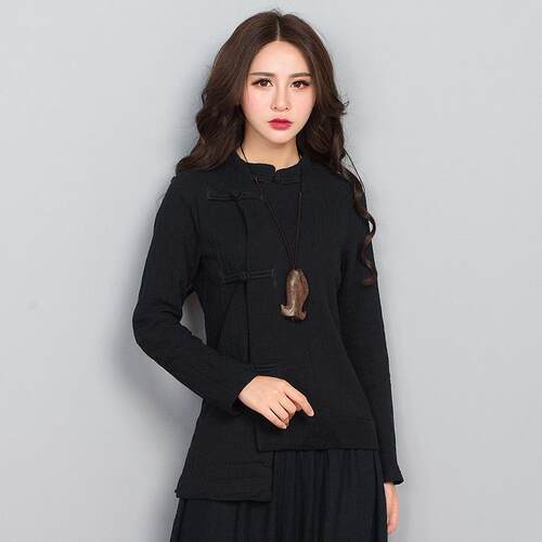 新款春季新款太极时棉麻长袖尚女中国风改上良服太极拳服装练功衣