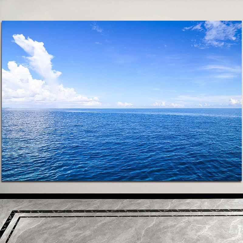 大海风景画蓝天白云简约大气民宿卧室客厅壁画自粘装饰画海景挂画