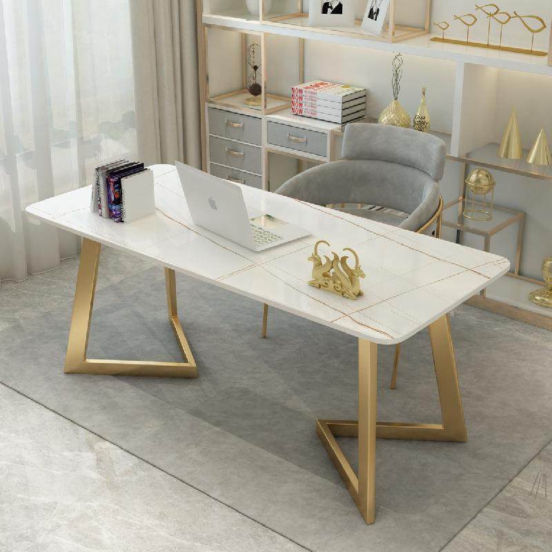 现代简约岩板学生书桌家用台式电脑桌小户型轻奢卧室小桌子办公桌