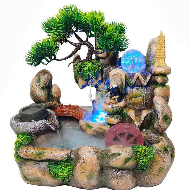 创意款奇石假山摆件流水喷泉树脂工艺品风水轮室内客厅玄关摆设