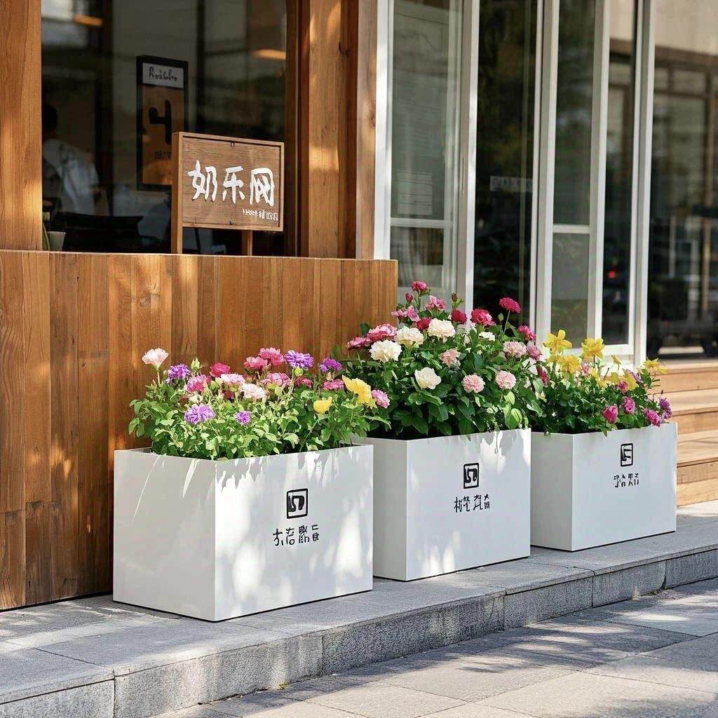 户外铁艺花箱组合定制室外种植箱商业街外摆不锈钢金属成品花槽