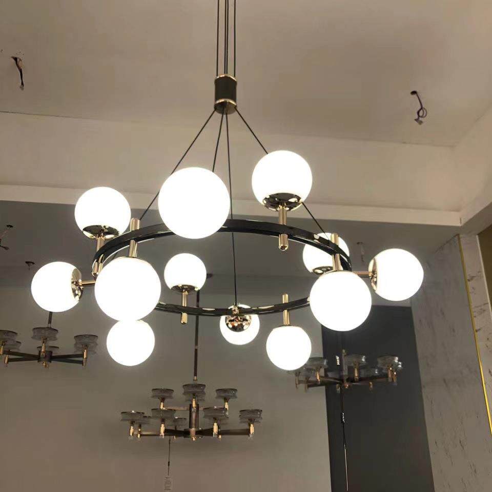 简约现代艺术客厅吊灯设计师样板房餐厅吧台珍珠黑魔豆家用餐桌灯