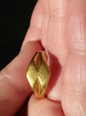 古法轻奢双棱金色戒指复古黄金色简约重工高级感食指戒开口指环