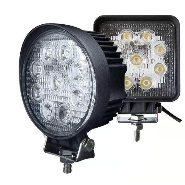 27WLED方形圆形大灯叉车前照灯 拖拉机大灯 堆高机射灯越野车射灯