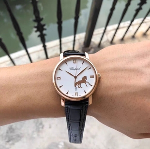 马年限量】98新40mm萧邦CLASSIC系列18k玫瑰金自动机械男表正品