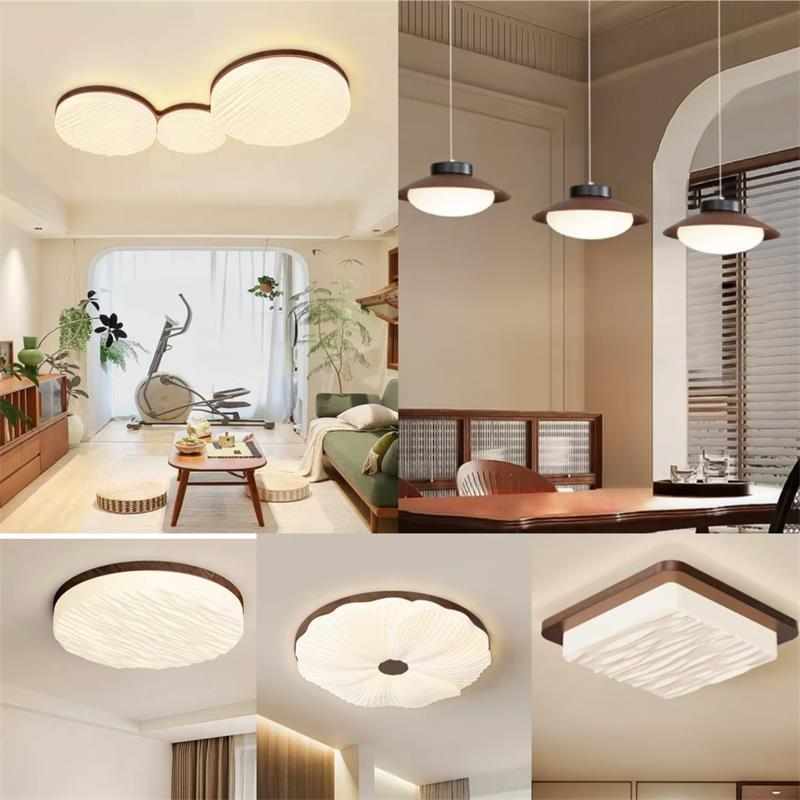 卧室中古奶油日侘波浪系寂吸顶灯灯风客厅复古餐厅书房胡桃木