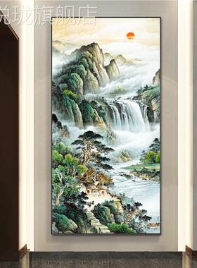 网红东户玄关装水饰旺聚财画源远长画八流方风财水流水生财山风景