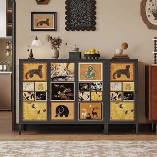 复古风钢制铁艺斗柜2026新款多层置物多功能储物柜法式客厅餐边柜