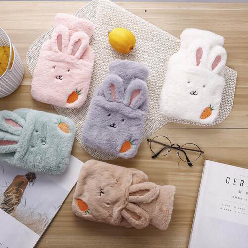 New Fluffy Carrot Rabbit Explosion-Proof Rubber Hot Water Bo