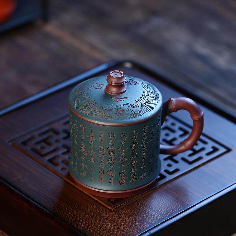 宜兴紫砂杯男士茶杯原矿泡茶将进酒杯子盖杯茶具竹节手作匠心