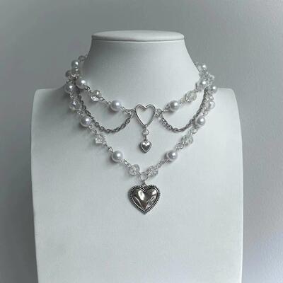 Handmade Faerie Rosary Heart Layered Chain Cottagecore Fairy