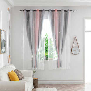 新款 窗帘卧室宿舍窗帘简易遮阳隔热 网红窗帘双层遮光免打孔安装