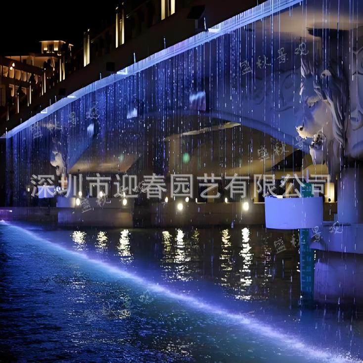 数控水帘售楼部光纤拉线水幕酒店大堂水幕墙户外人造景观水景瀑布