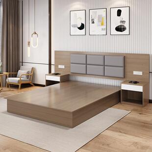 酒具店家标套间全宾馆专床家具公寓民宿客房用657床出租房床箱宾