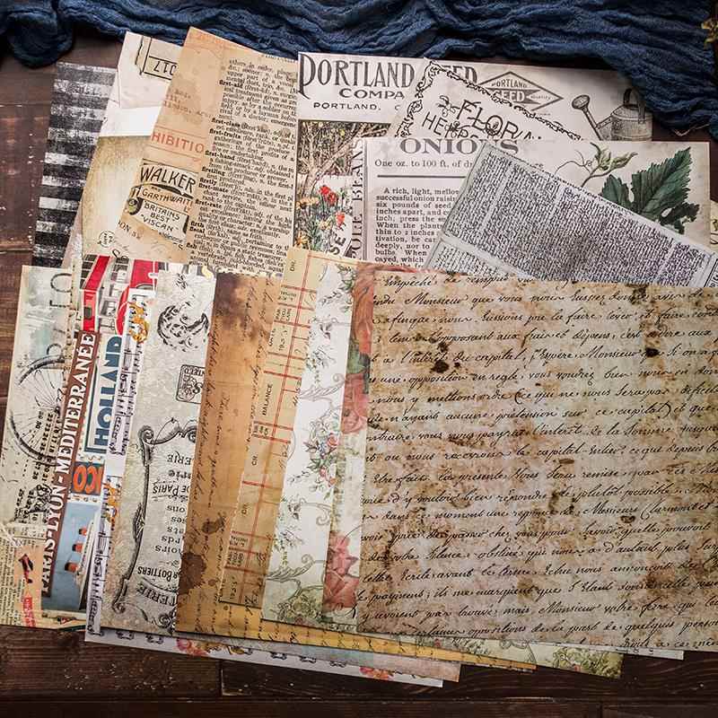 junk journal复古素材纸手帐贴纸大尺寸背景打底英文乐谱做旧风格