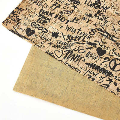 彩色印花软木布葡萄牙真软木纸软木革箱包文具用软木面料复卷分切